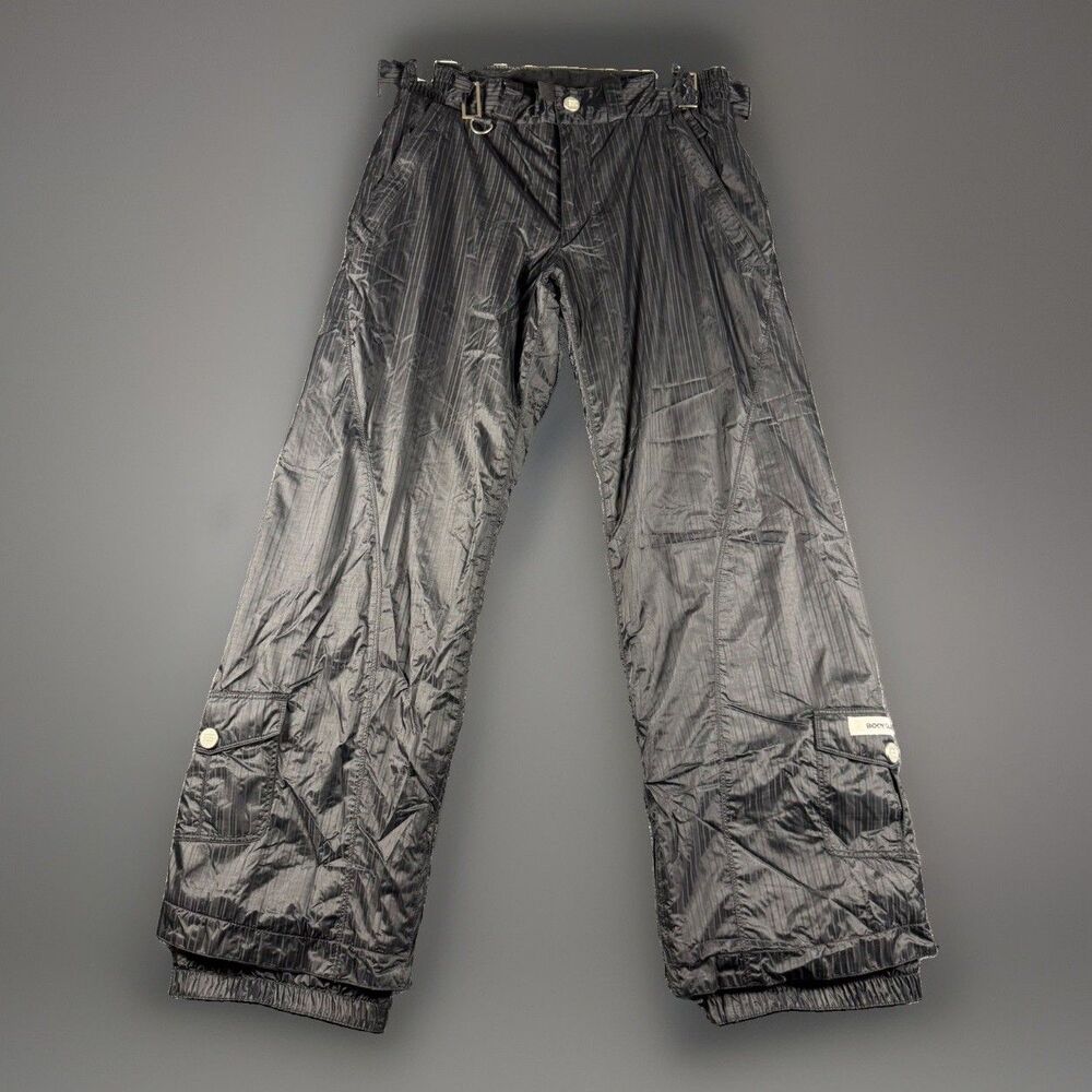 Body Glove Snow Pants Girls Women Size 12 Black Pinstripe Ski Snowboard Cargo